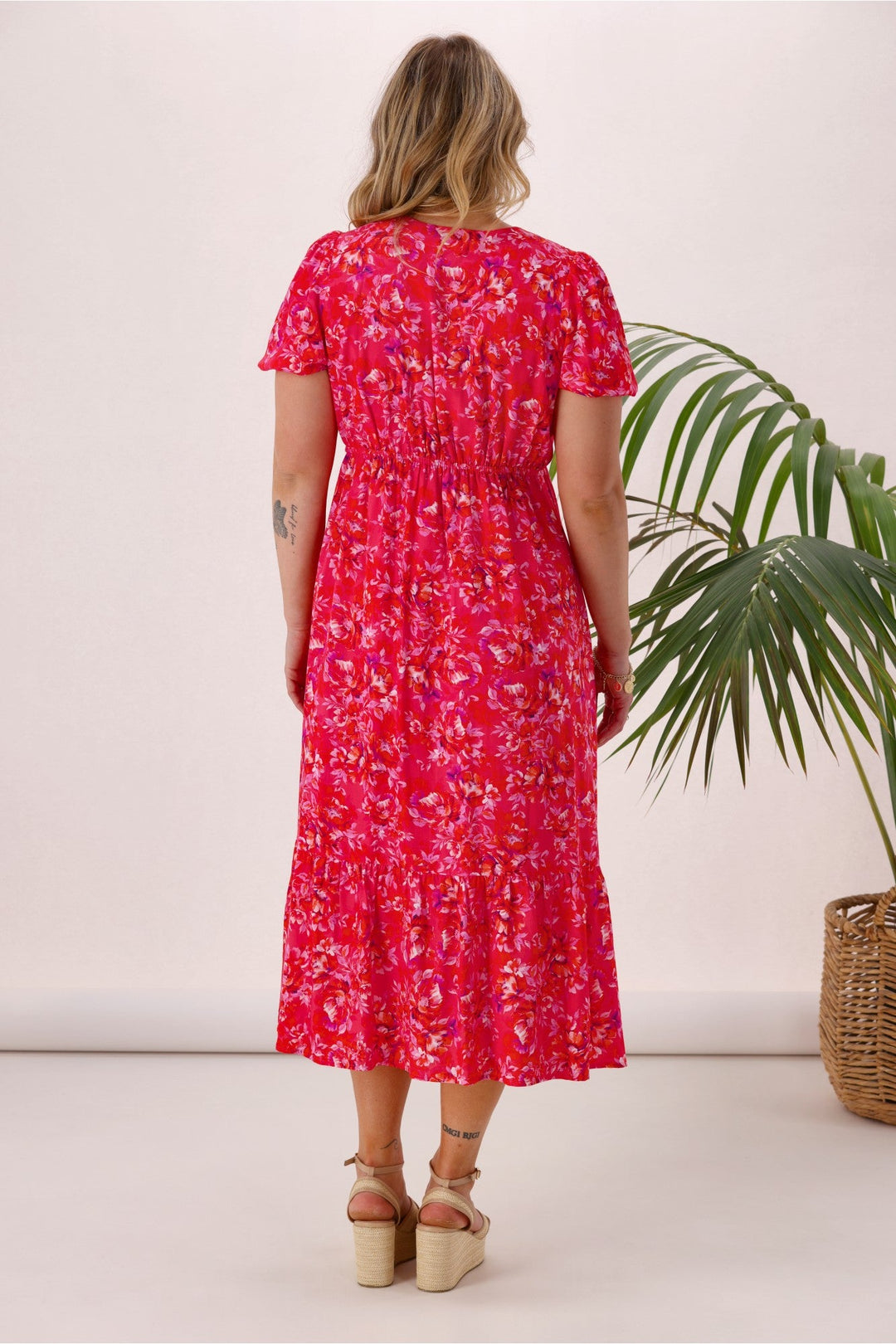 Gloss The Label Miro Dress Red Pink Floral