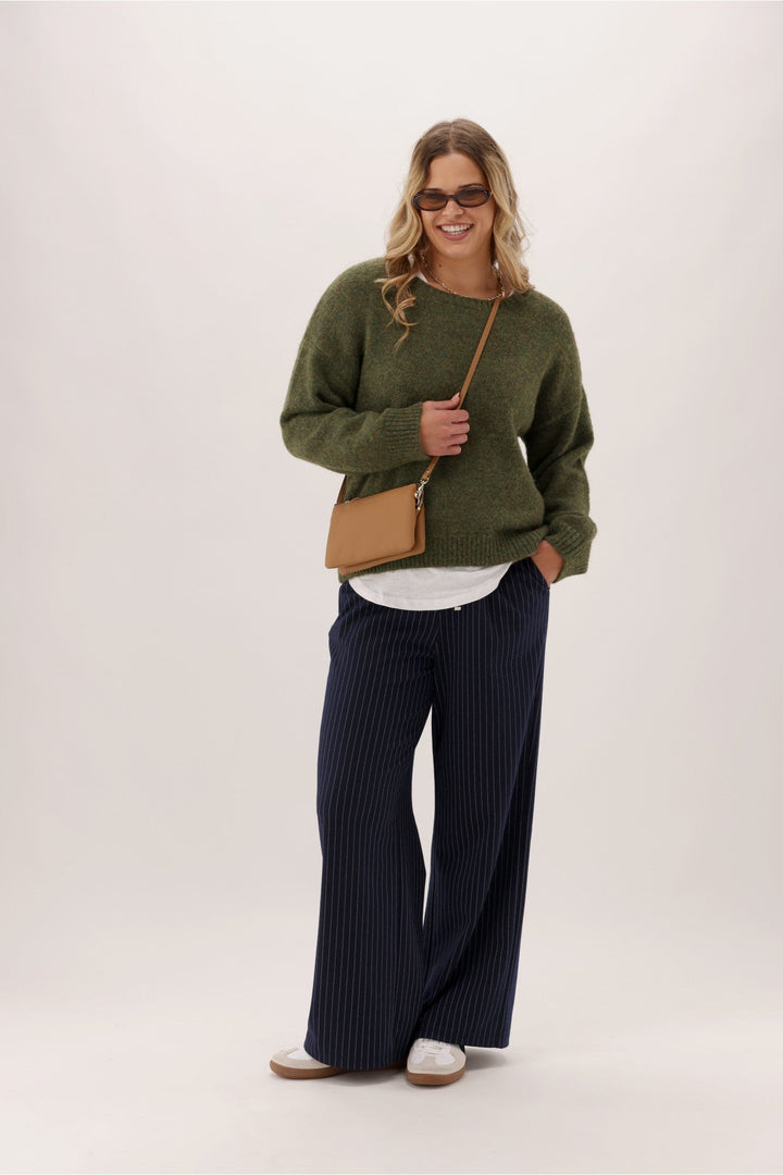 Gloss The Label Motto Pinstripe Pant Navy