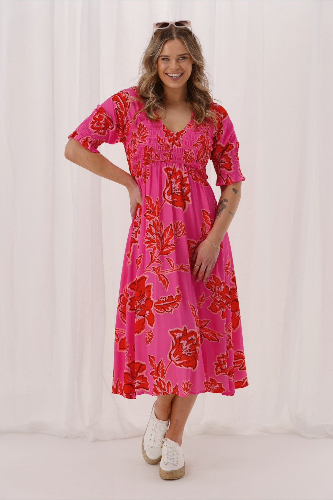 Gloss The Label Nell Dress Pink Print