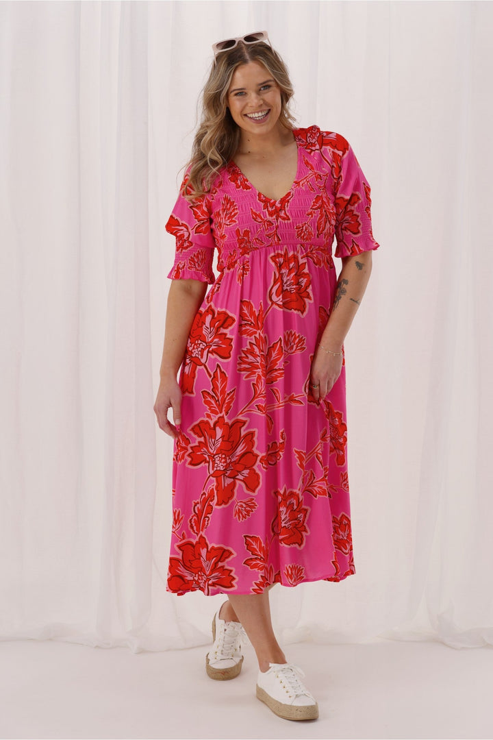 Gloss The Label Nell Dress Pink Print