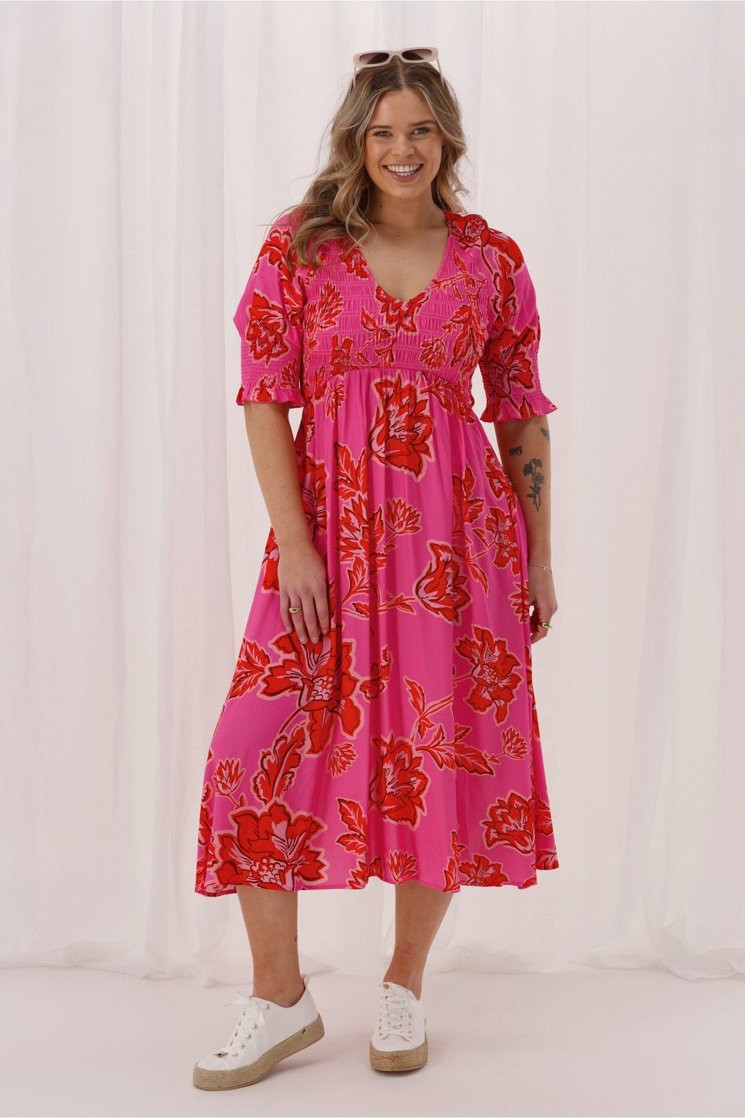 Gloss The Label Nell Dress Pink Print