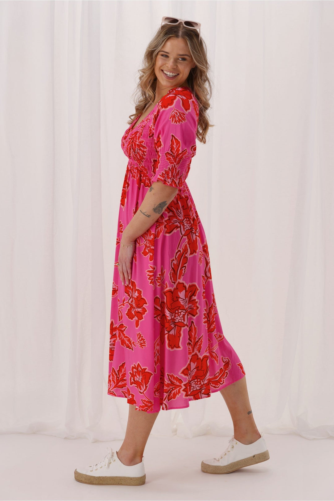 Gloss The Label Nell Dress Pink Print