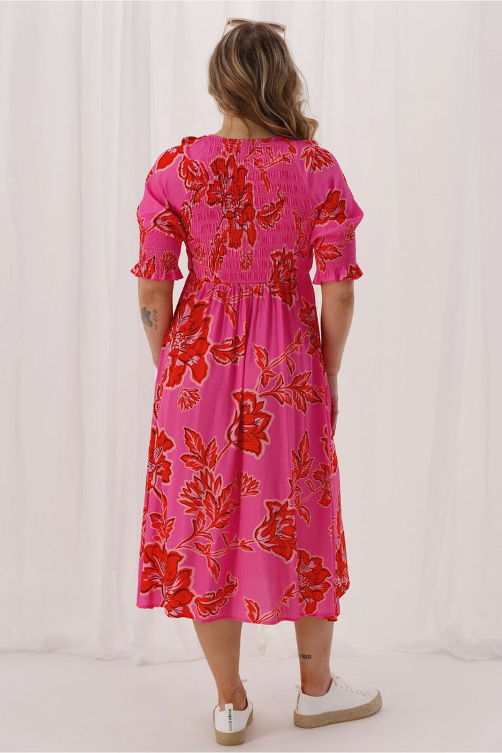 Gloss The Label Nell Dress Pink Print