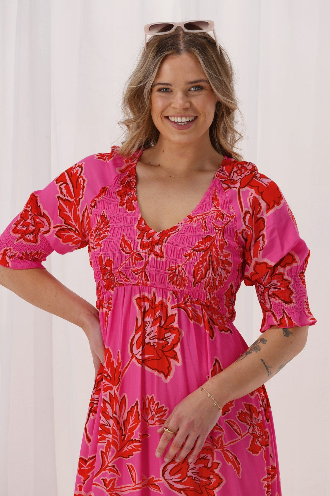 Gloss The Label Nell Dress Pink Print