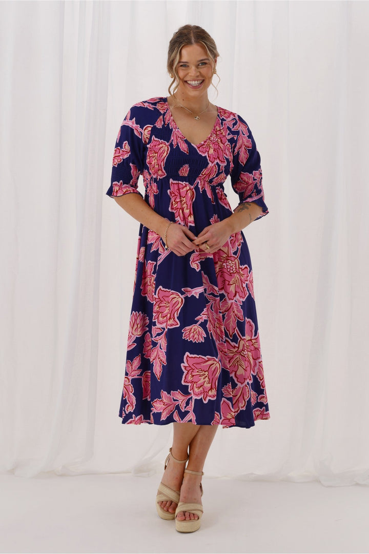 Gloss The Label Netty Dress Blue Print