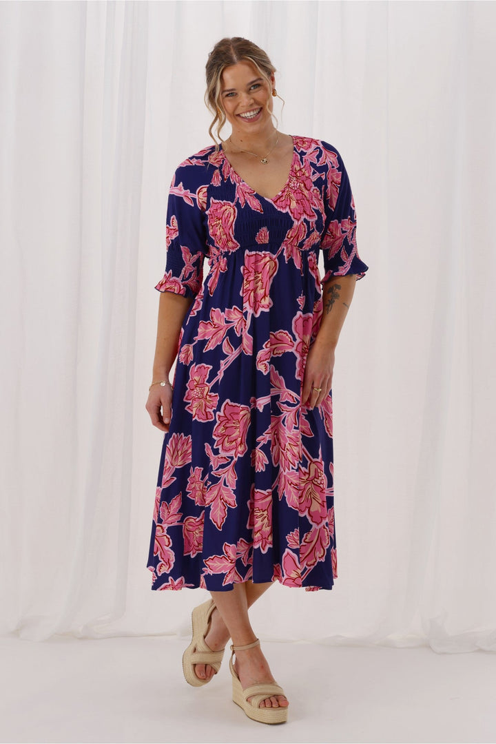 Gloss The Label Netty Dress Blue Print