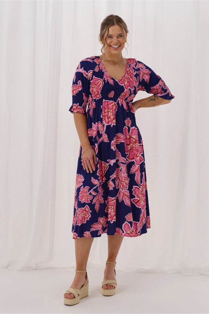 Gloss The Label Netty Dress Blue Print