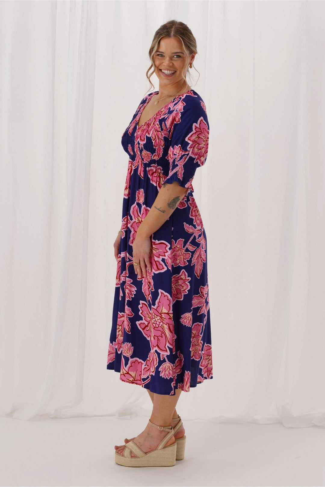 Gloss The Label Netty Dress Blue Print