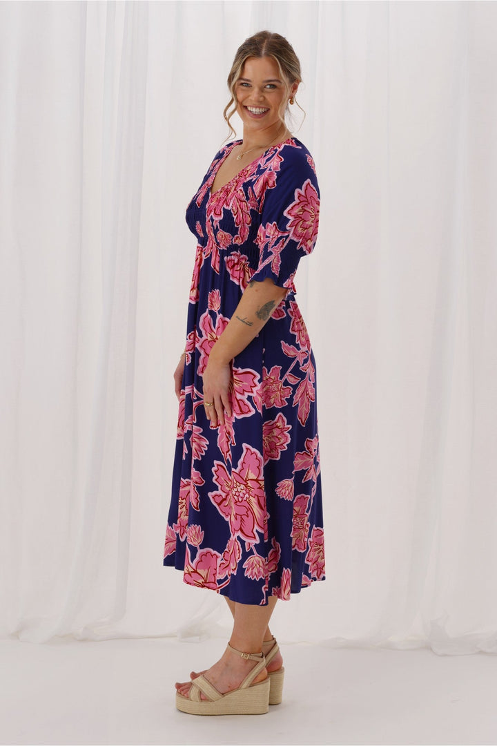 Gloss The Label Netty Dress Blue Print