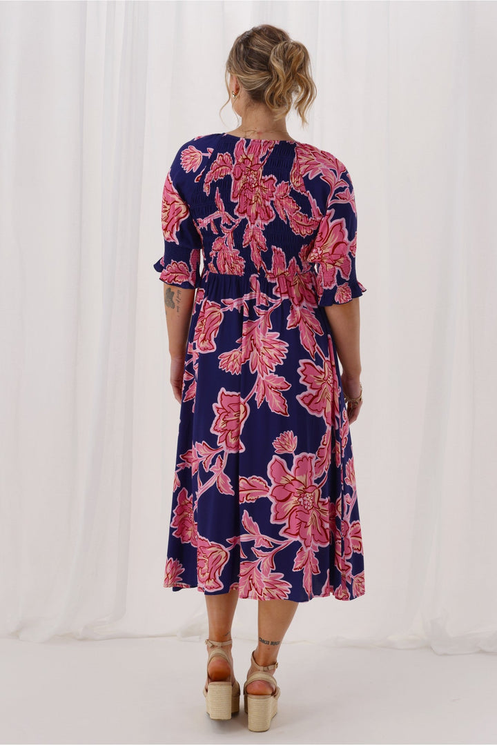 Gloss The Label Netty Dress Blue Print