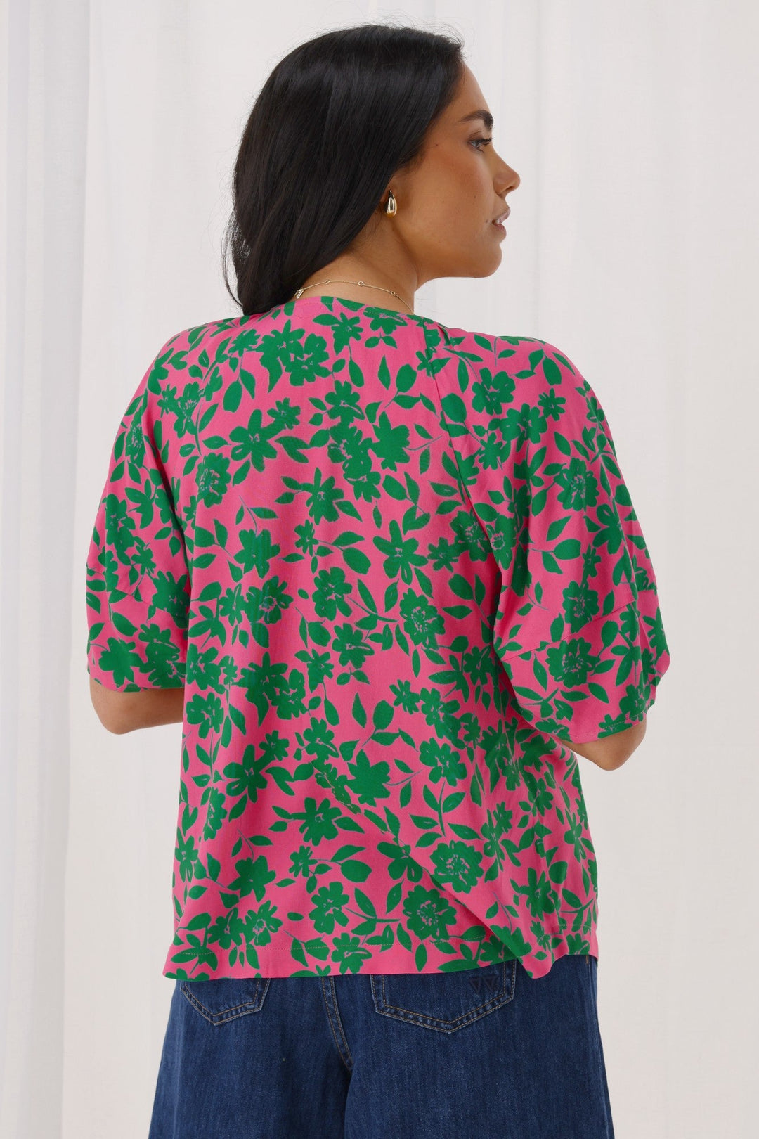 Gloss The Label Nova Top Green Pink Floral