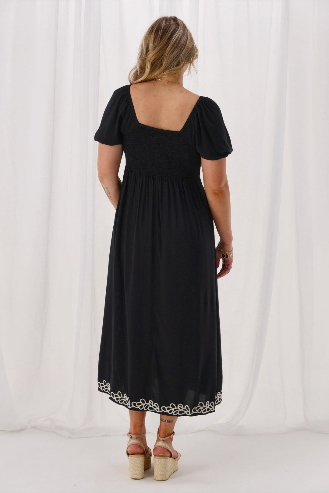 Gloss The Label Nyal Embroidered Dress Black