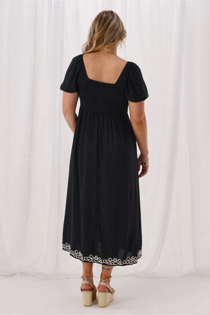 Gloss The Label Nyal Embroidered Dress Black