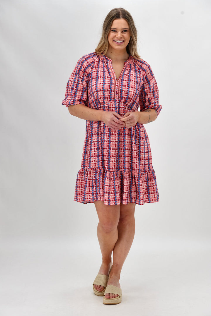 Gloss The Label Barter Empire Dress Pink Blue