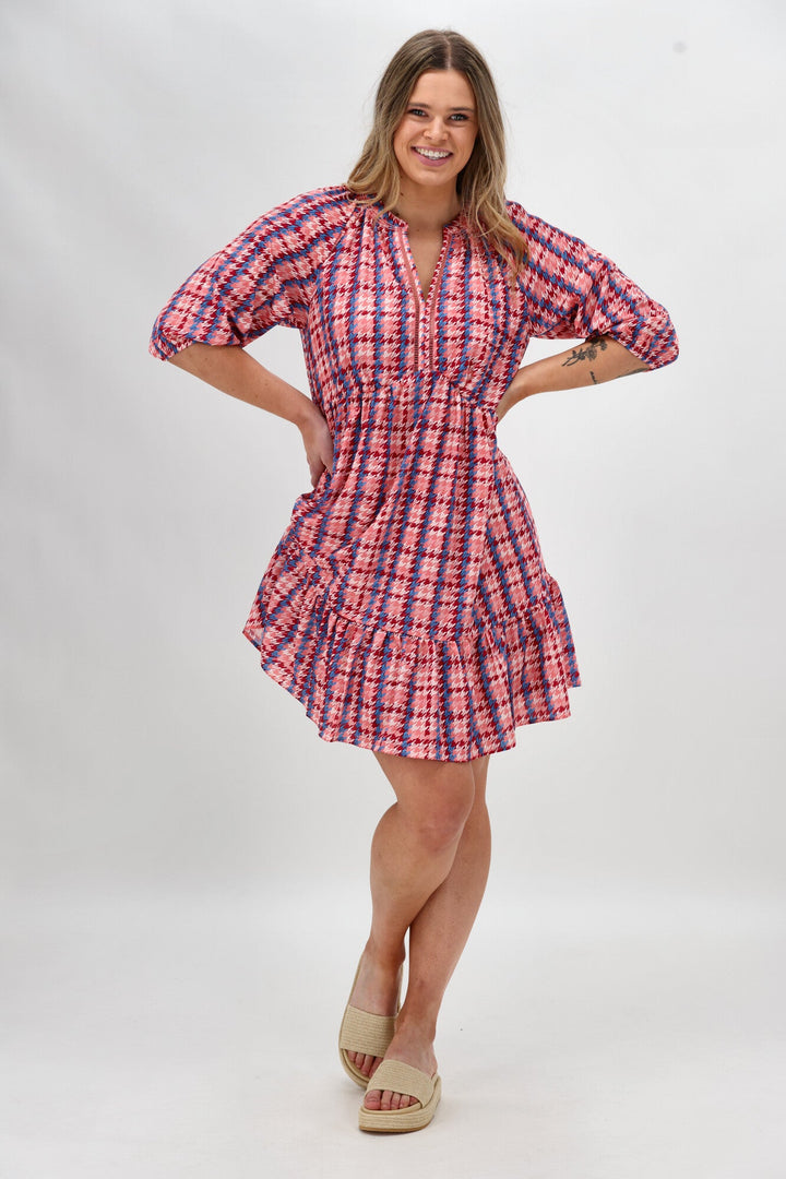 Gloss The Label Barter Empire Dress Pink Blue