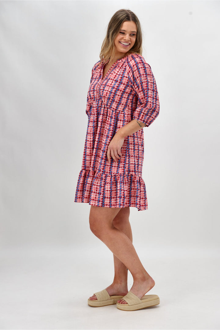 Gloss The Label Barter Empire Dress Pink Blue