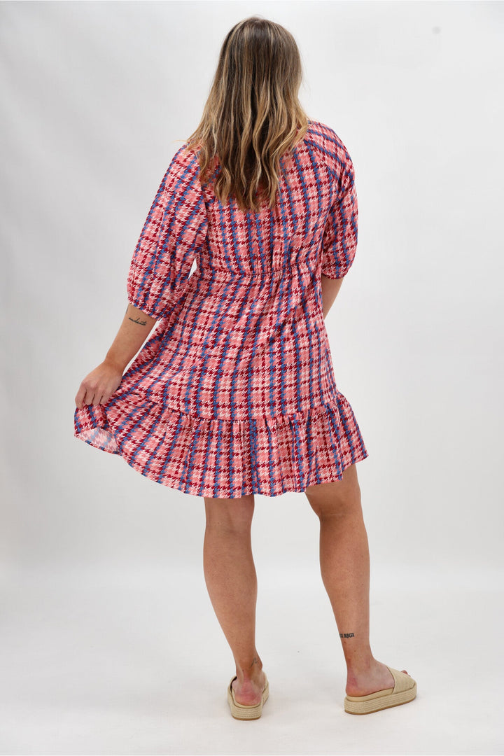 Gloss The Label Barter Empire Dress Pink Blue
