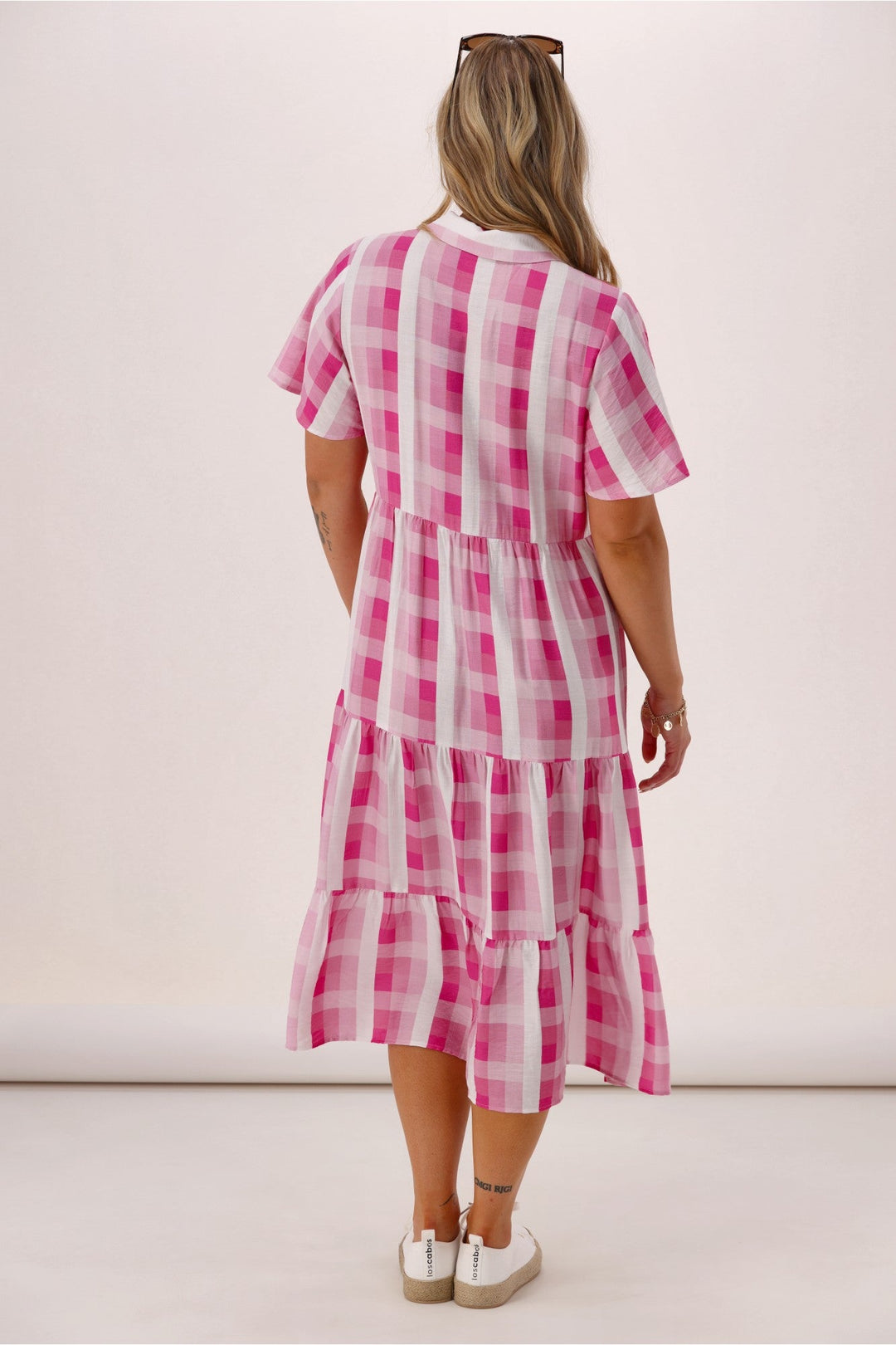 Gloss The Label Pinnacle Whimsical Dress Pink Check