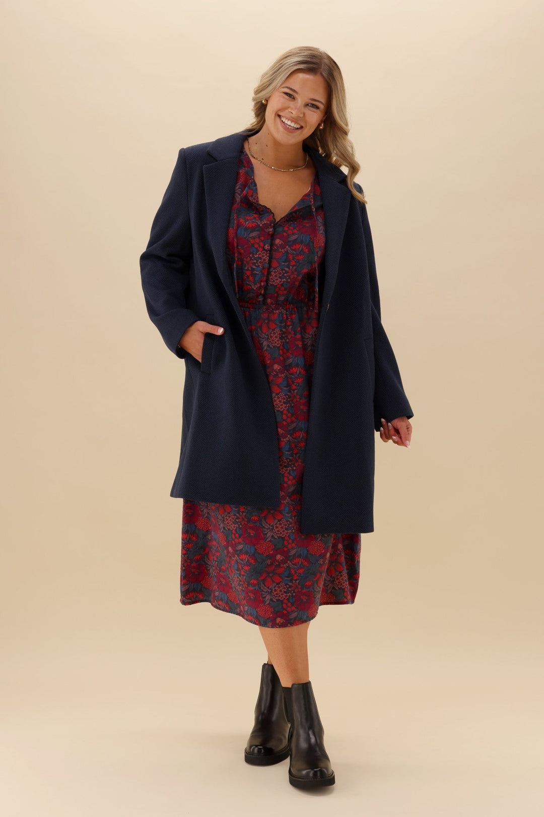 Gloss The Label Quaneil Shirred Waist Dress Twilight Floral