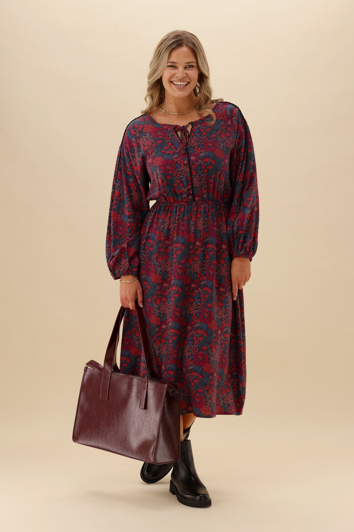 Gloss The Label Quaneil Shirred Waist Dress Twilight Floral