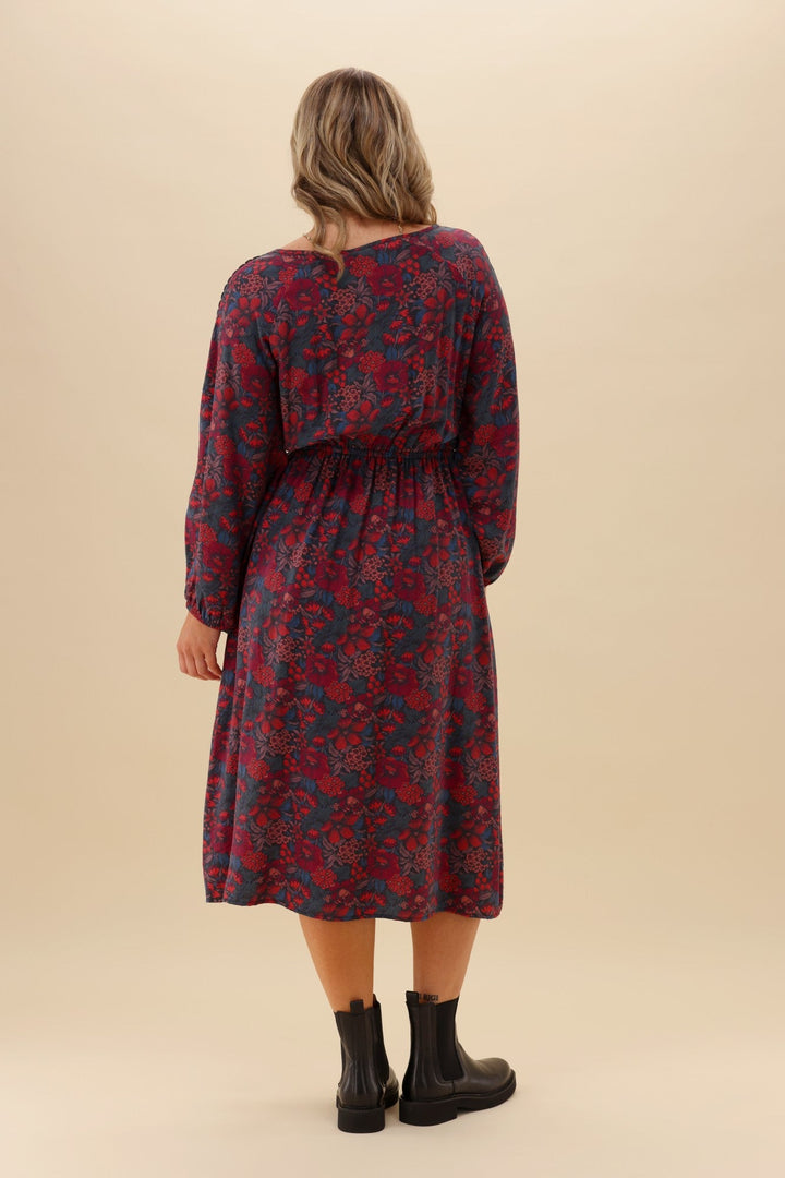 Gloss The Label Quaneil Shirred Waist Dress Twilight Floral