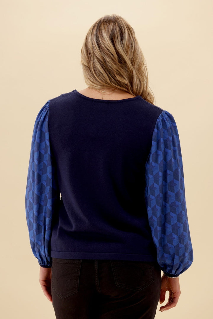 Gloss The Label Sable Top Navy Geo print