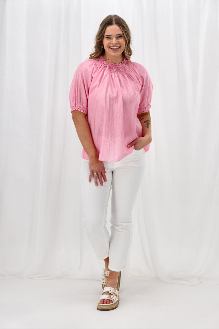 Gloss The Label Serena Peasant Top Pink