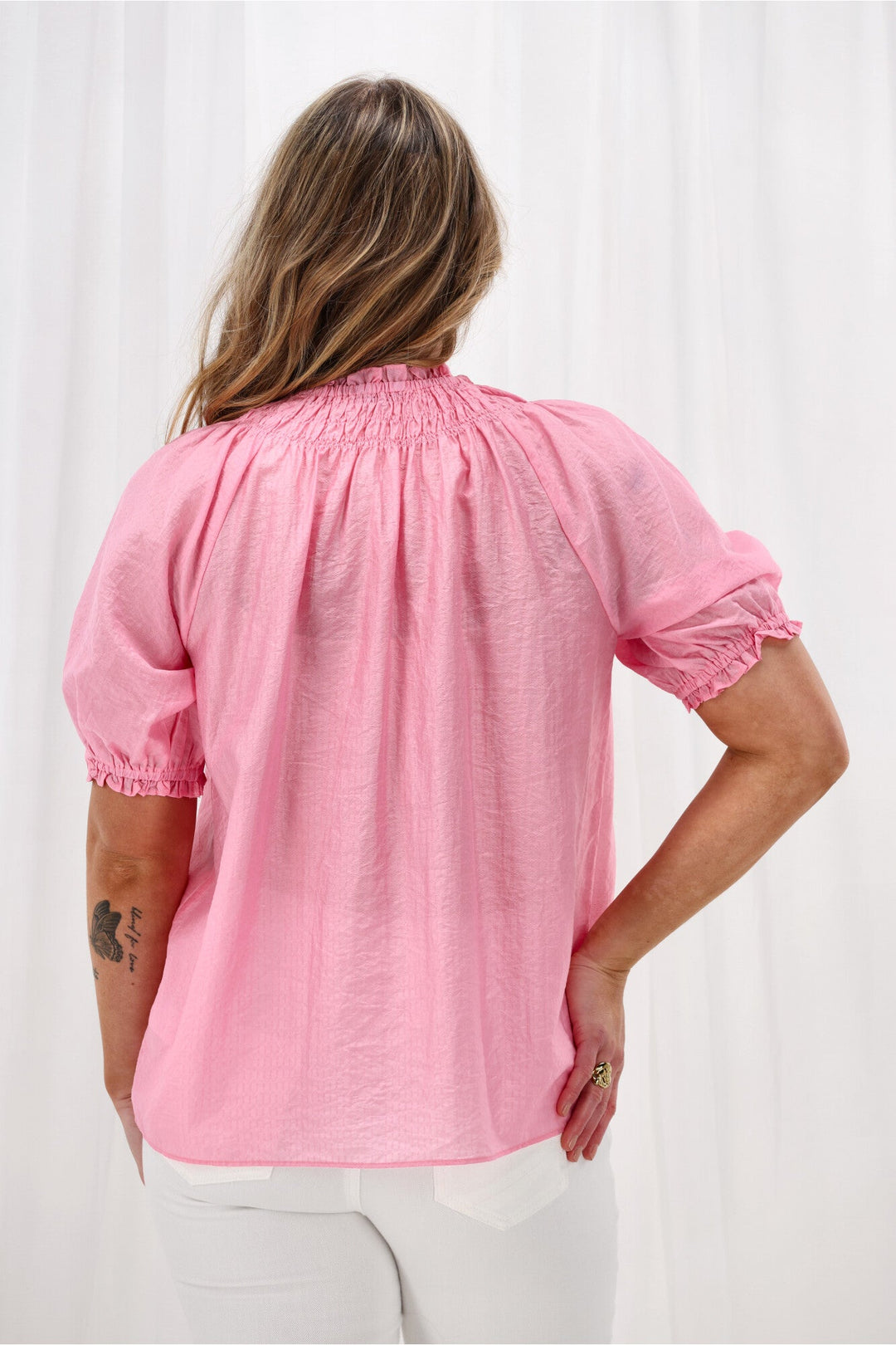 Gloss The Label Serena Peasant Top Pink