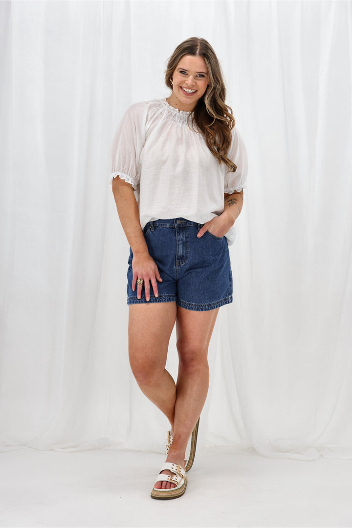 Gloss The Label Serena Peasant Top White