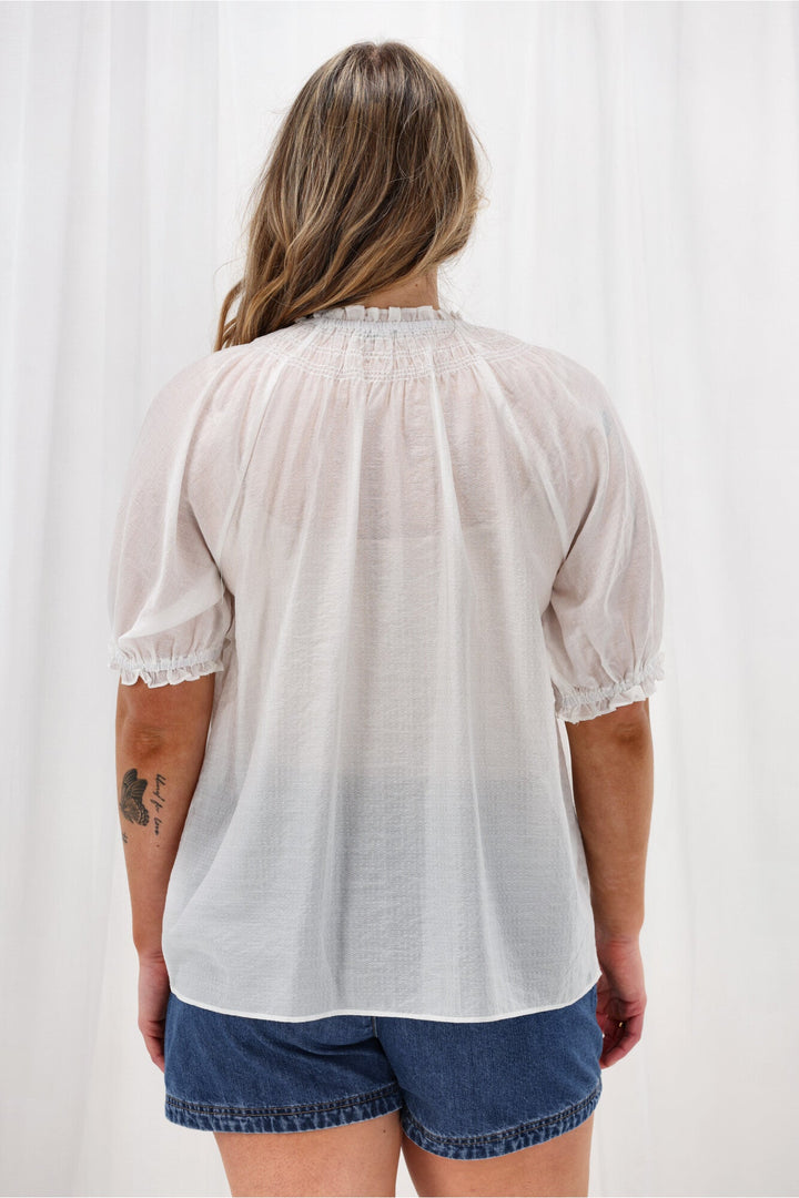 Gloss The Label Serena Peasant Top White