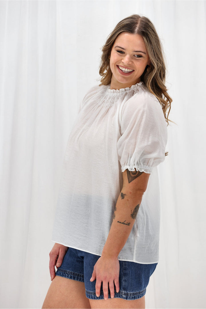 Gloss The Label Serena Peasant Top White