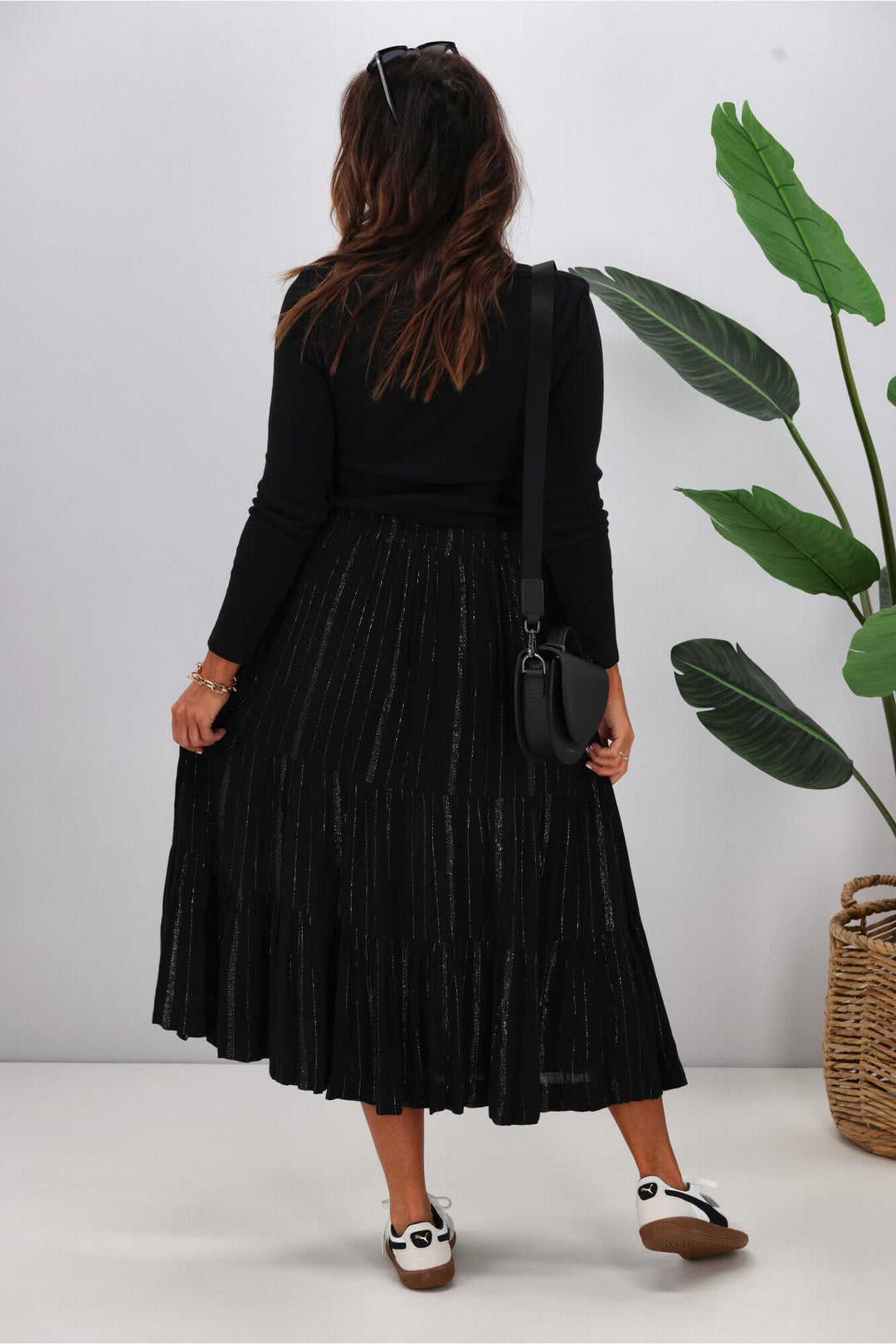 Gloss The Label Senora Maxi Skirt Black Lurex