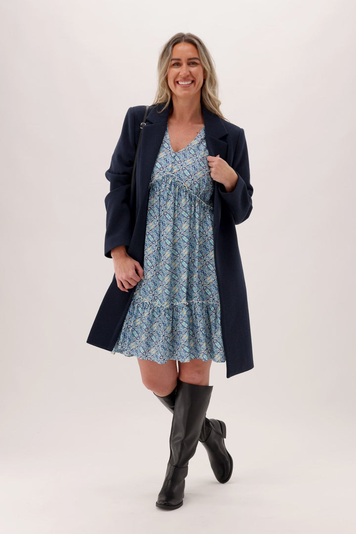 Gloss The Label Talephi Dress Blue Print