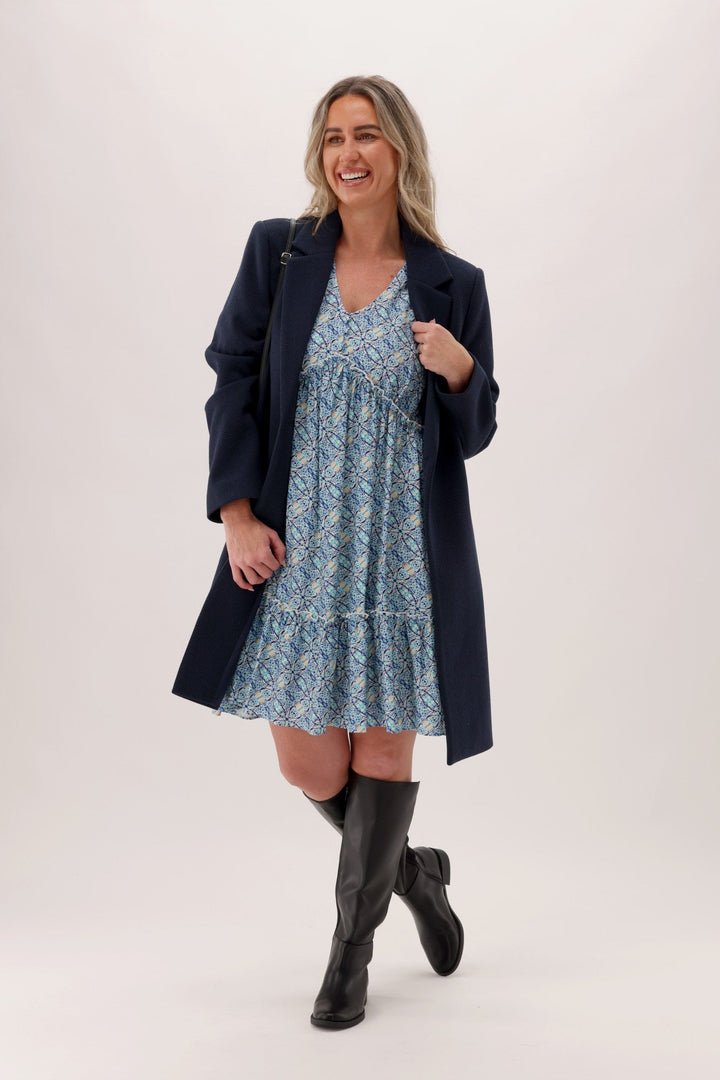 Gloss The Label Talephi Dress Blue Print