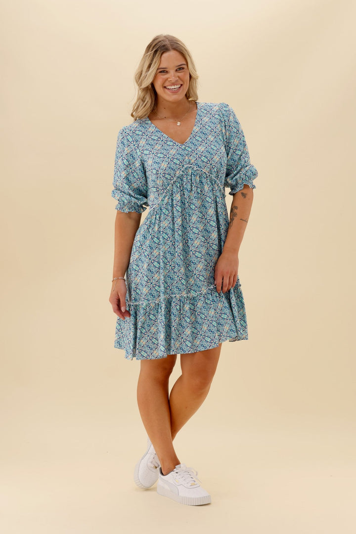 Gloss The Label Talephi Dress Blue Print