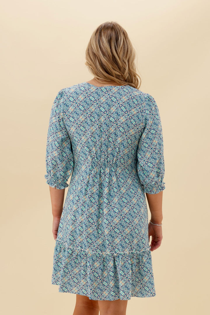 Gloss The Label Talephi Dress Blue Print