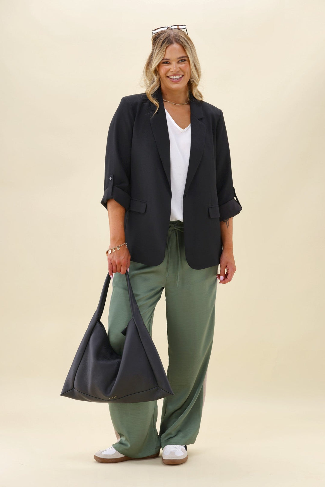 Gloss The Label Yara Satin Pant Sage Green
