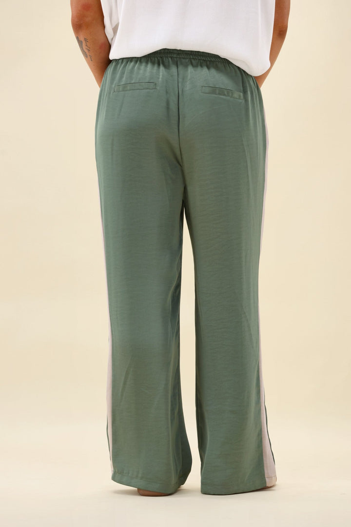 Gloss The Label Yara Satin Pant Sage Green