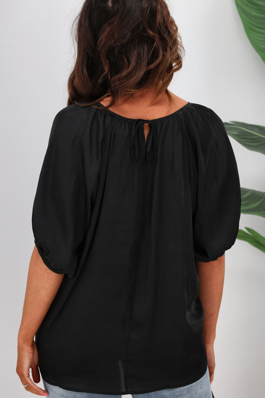 Gloss by Eve Satin Gathered Top Black