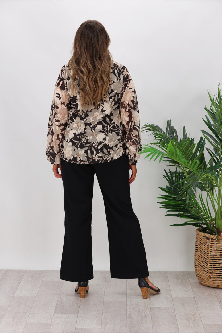 Gloss by Paige Blouse Black Jacquard Floral
