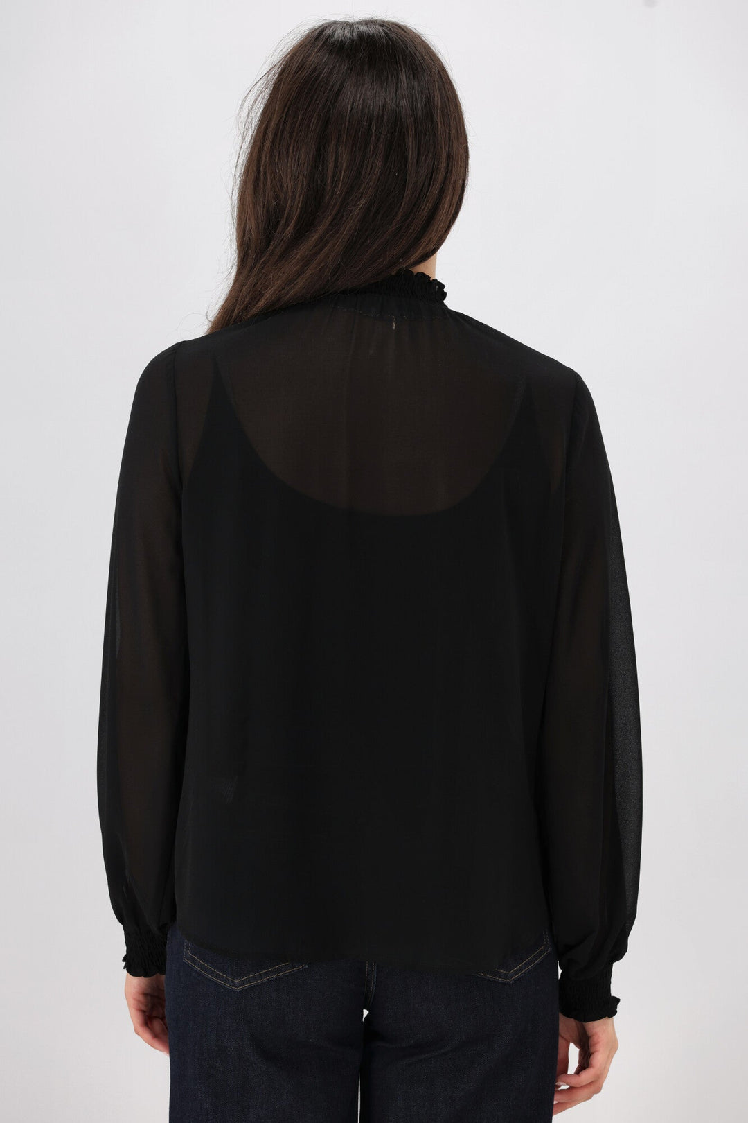 Gloss The Label Zeyna Shirred Neck Top Black