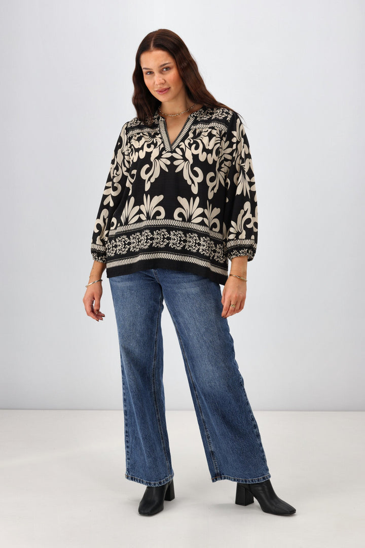 Gloss The Label Zaylee Border Print Top