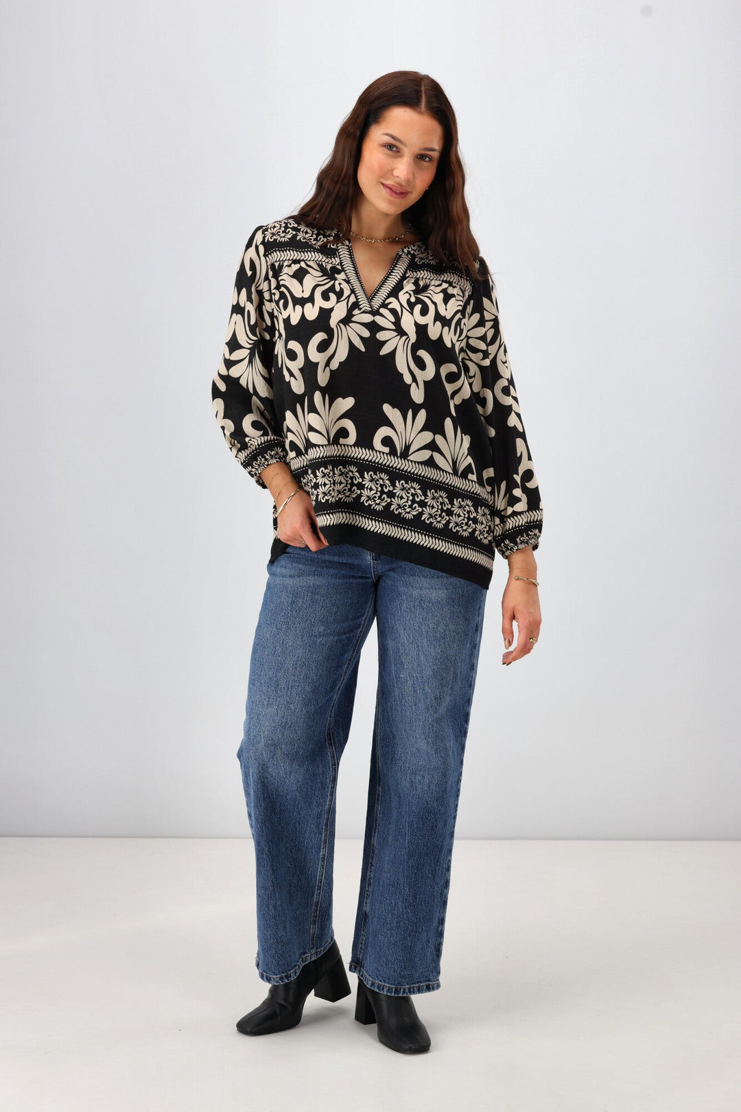 Gloss The Label Zaylee Border Print Top