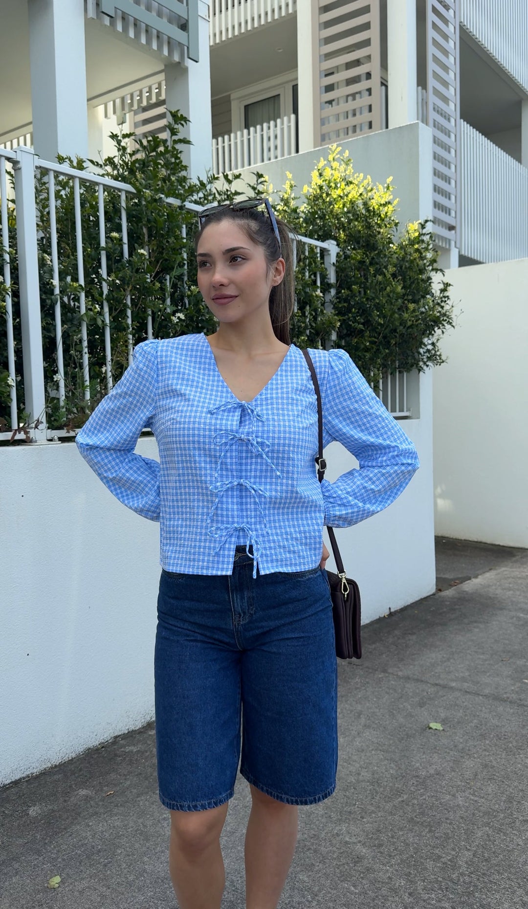 Label Sharin Top Blue Gingham
