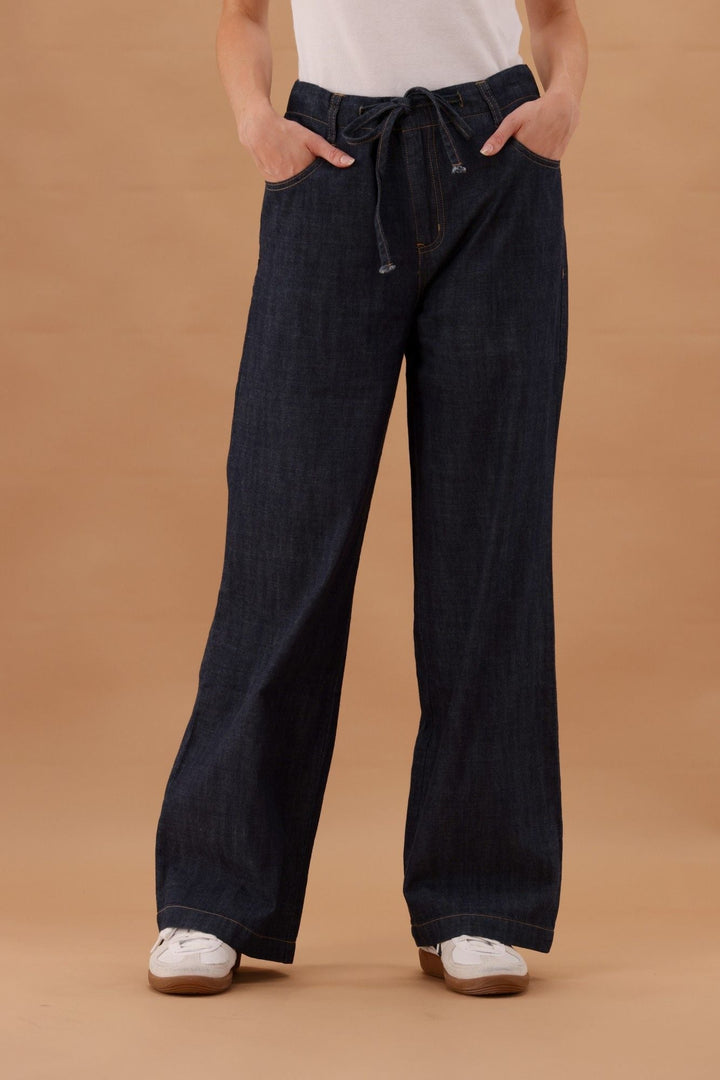 Label Amiliana Tie Waist Jean Indigo