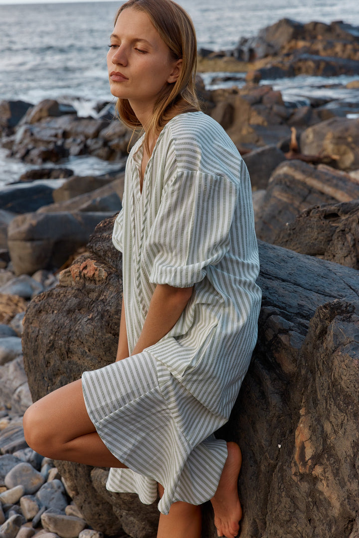 Betty Basics Livvy Dress Sage Stripe