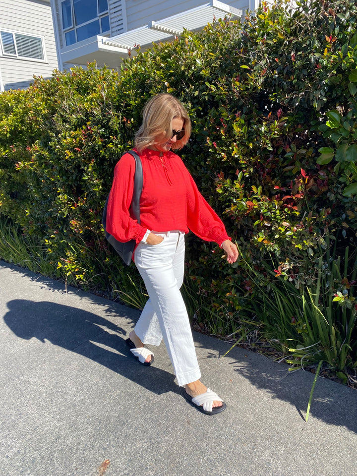 Label Harvest Poet Blouse Coral