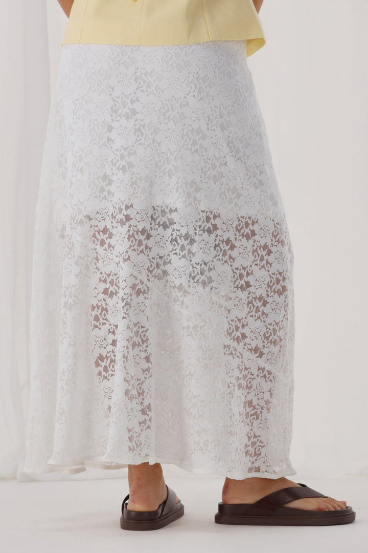 Ayva Opel Lace Maxi Skirt White