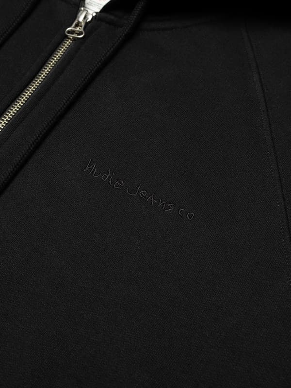 Nudie Gunde Logo Zip Hoodie Black