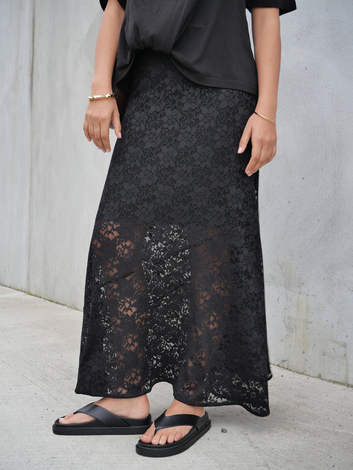 Ayva Opel Lace Maxi Skirt Black